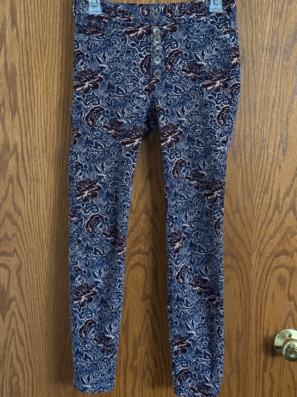 Anthropologie Pilcro Letterpress Serif Floral Paisley Corduroy Skinny Pant Sz 25